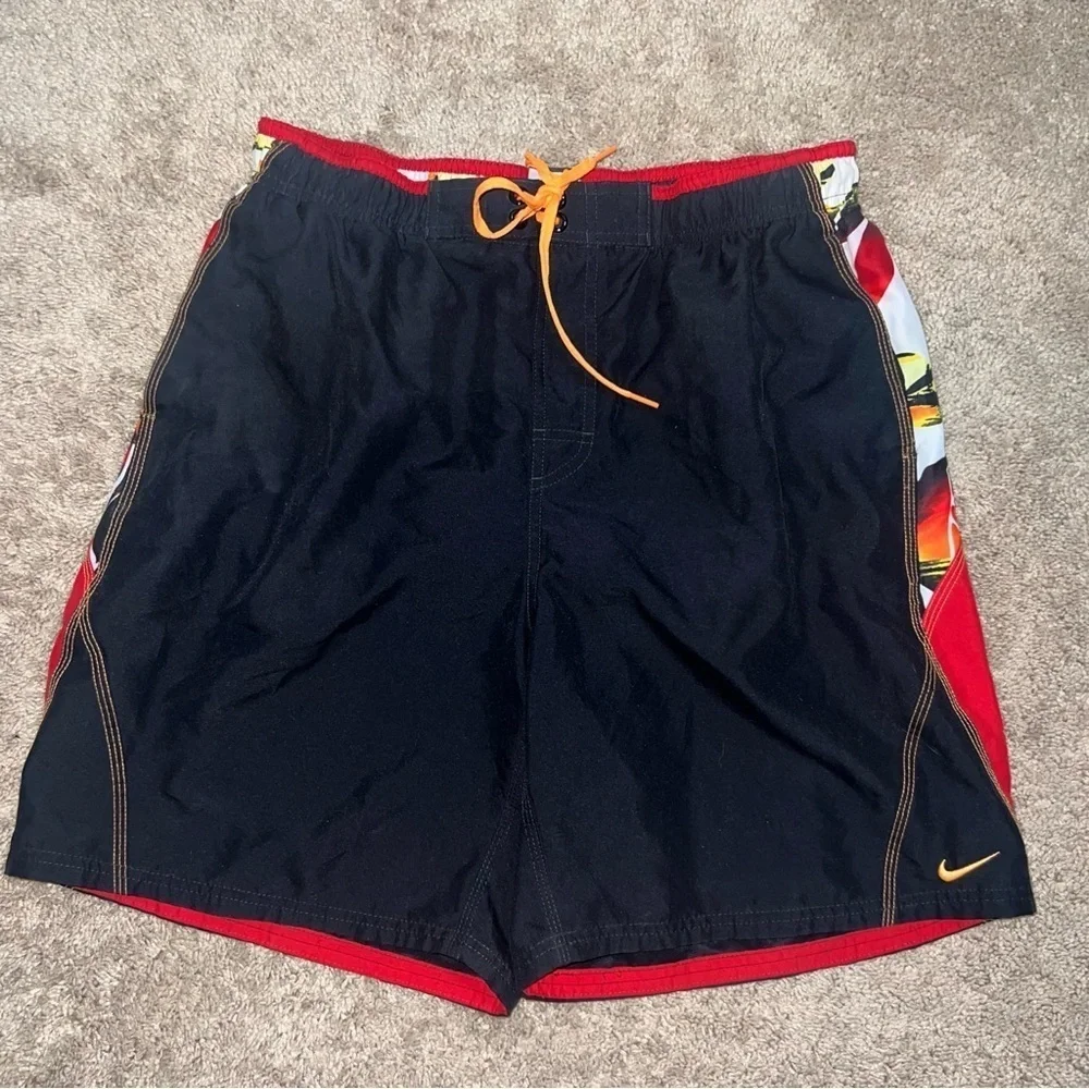 Nike Swim Trunks Men’s Lined Tropical Black Size Large